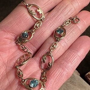 Vintage 10K Gold Bracelet With Blue Zircons